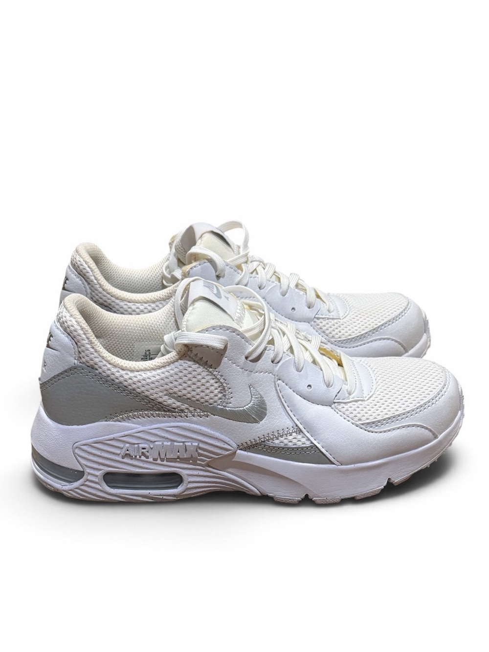 Nike Women's White and Gray/Silver Air Max Sneakers Size 5.5